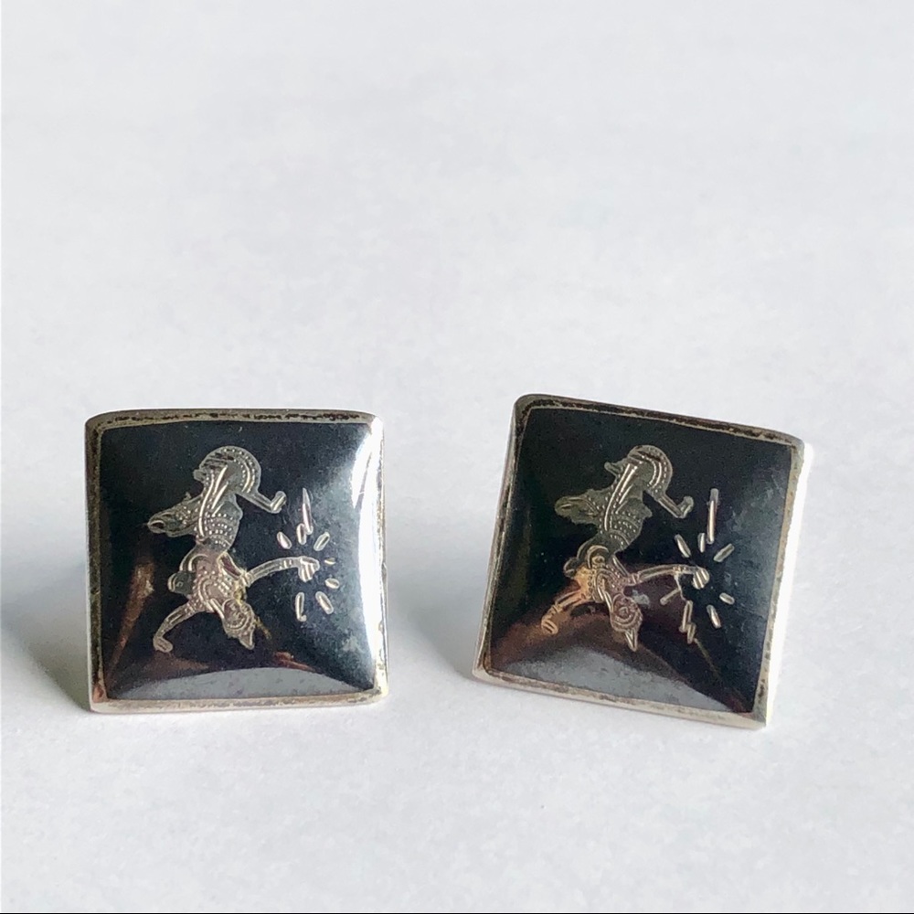 Siam Silver Square Earring Clip on